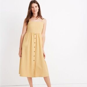 Madewell Butter Yellow Button-Down Midi Sundress